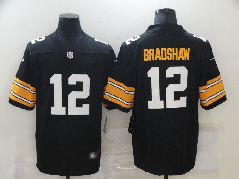 Men's Pittsburgh Steelers Retired Player #12 Terry Bradshaw Nike Black Alternate Football Jersey