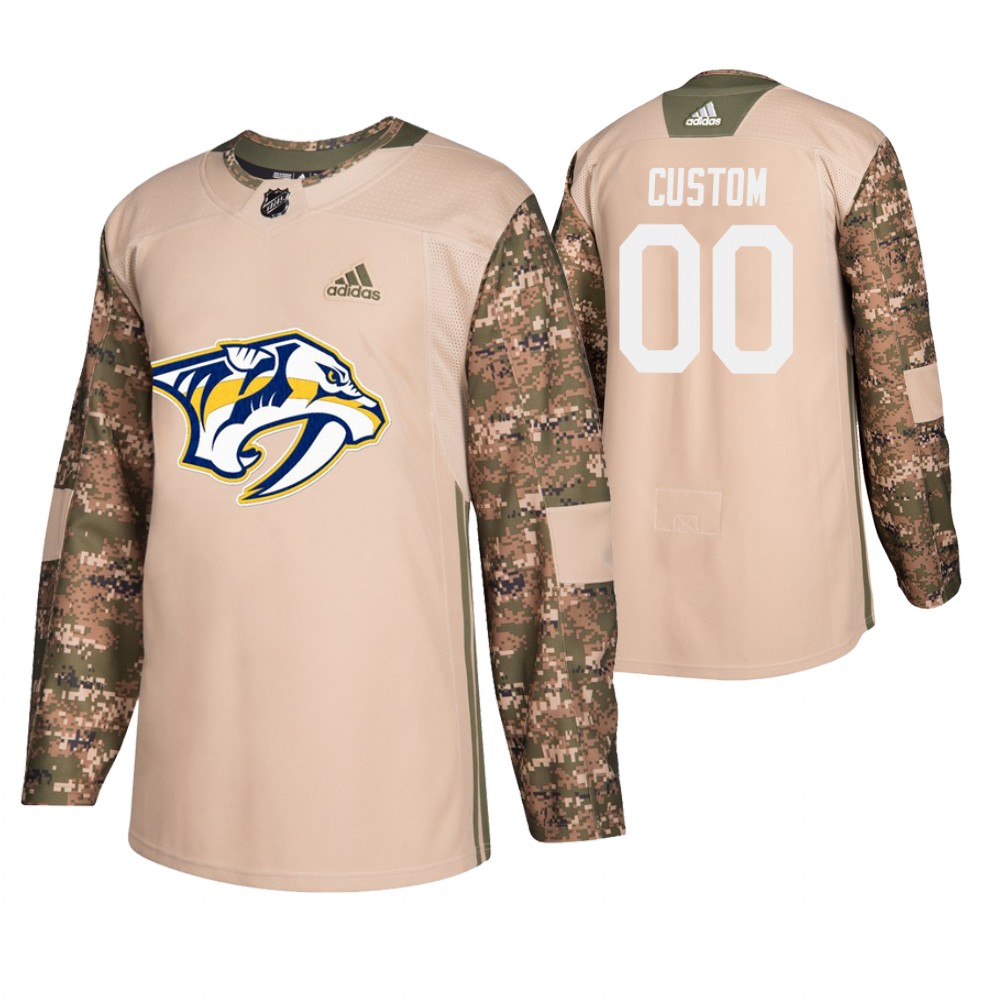 Men's Predators #00 Custom Veterans Day Jersey - Camo