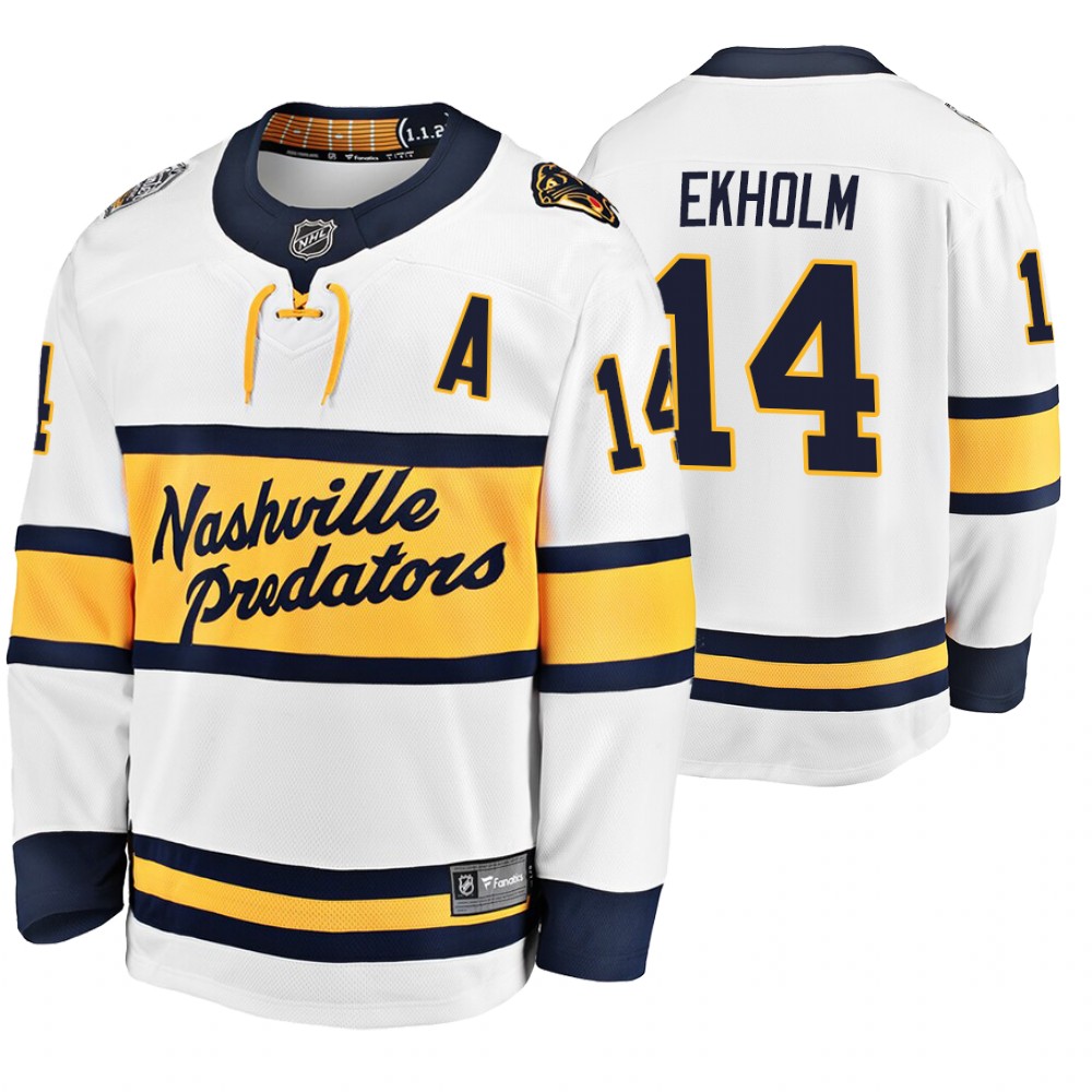 Men's Predators #14 Mattias Ekholm 2020 Winter Classic Jersey - White