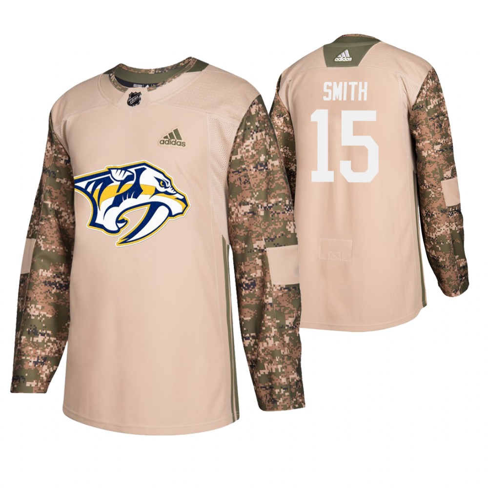 Men's Predators #15 Craig Smith Veterans Day Jersey - Camo