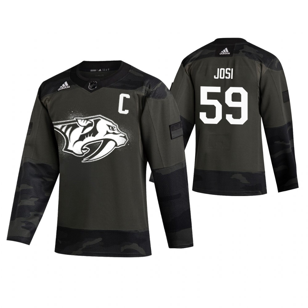 Men's Predators #59 Roman Josi Authentic 2019 Veterans Day Jersey Camo