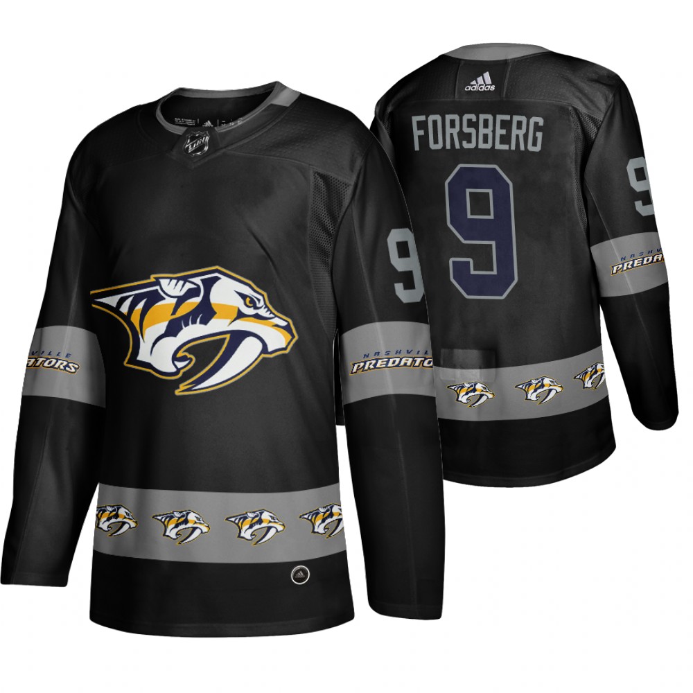 Men's Predators #9 Filip Forsberg Logo sleeve Breakaway Jersey Black