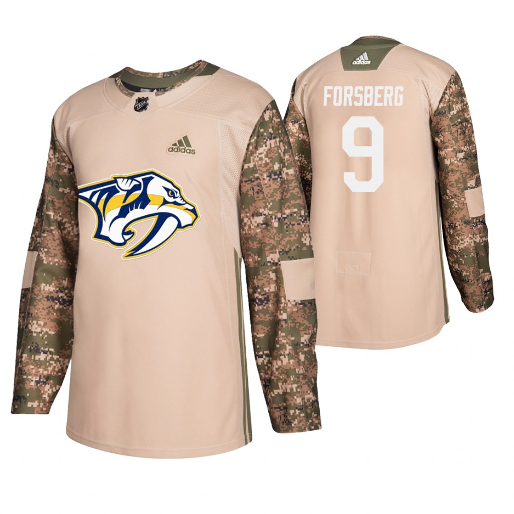 Men's Predators #9 Filip Forsberg Veterans Day Jersey - Camo