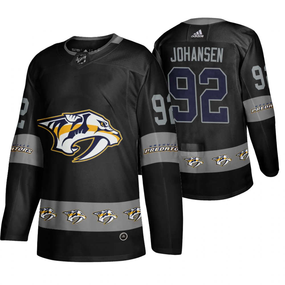 Men's Predators #92 Ryan Johansen Logo sleeve Breakaway Jersey Black