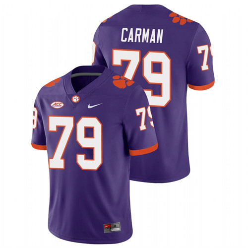 Men's Purple Clemson Tigers Jackson Carman College Football Playoff Game Jersey