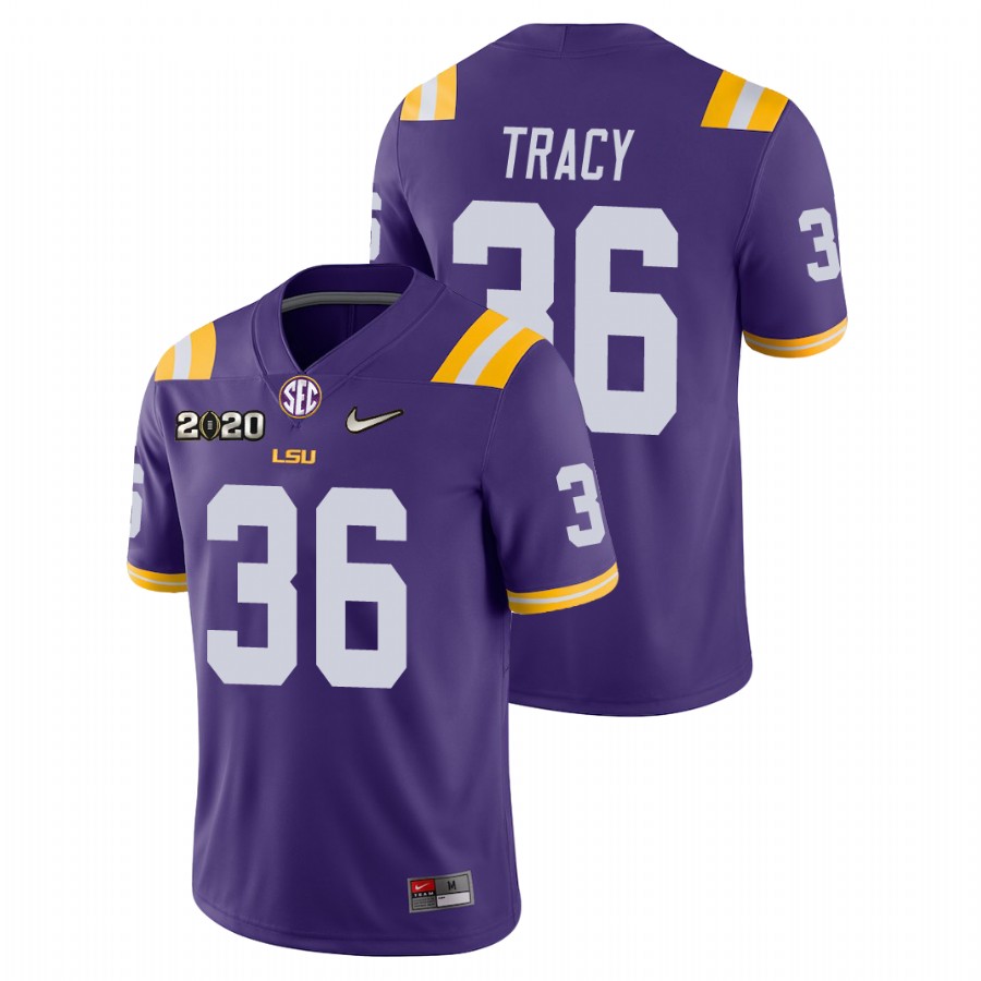 Men's Purple LSU Tigers Cole Tracy College Football Game Jersey