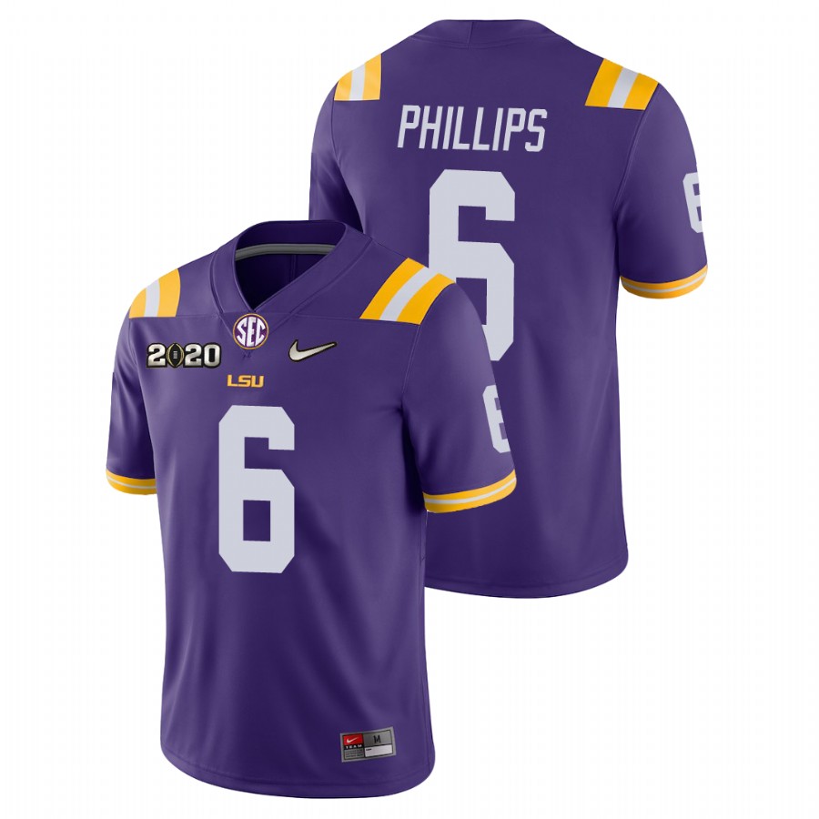 Men's Purple LSU Tigers Jacob Phillips College Football Game Jersey