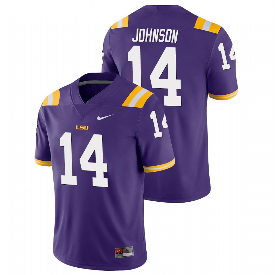 Men's Purple LSU Tigers Max Johnson Game College Football Jersey