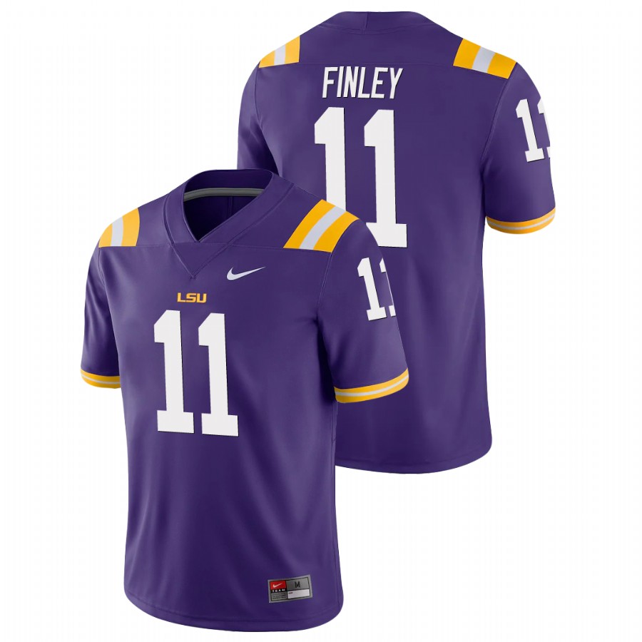 Men's Purple LSU Tigers TJ Finley Game College Football Jersey