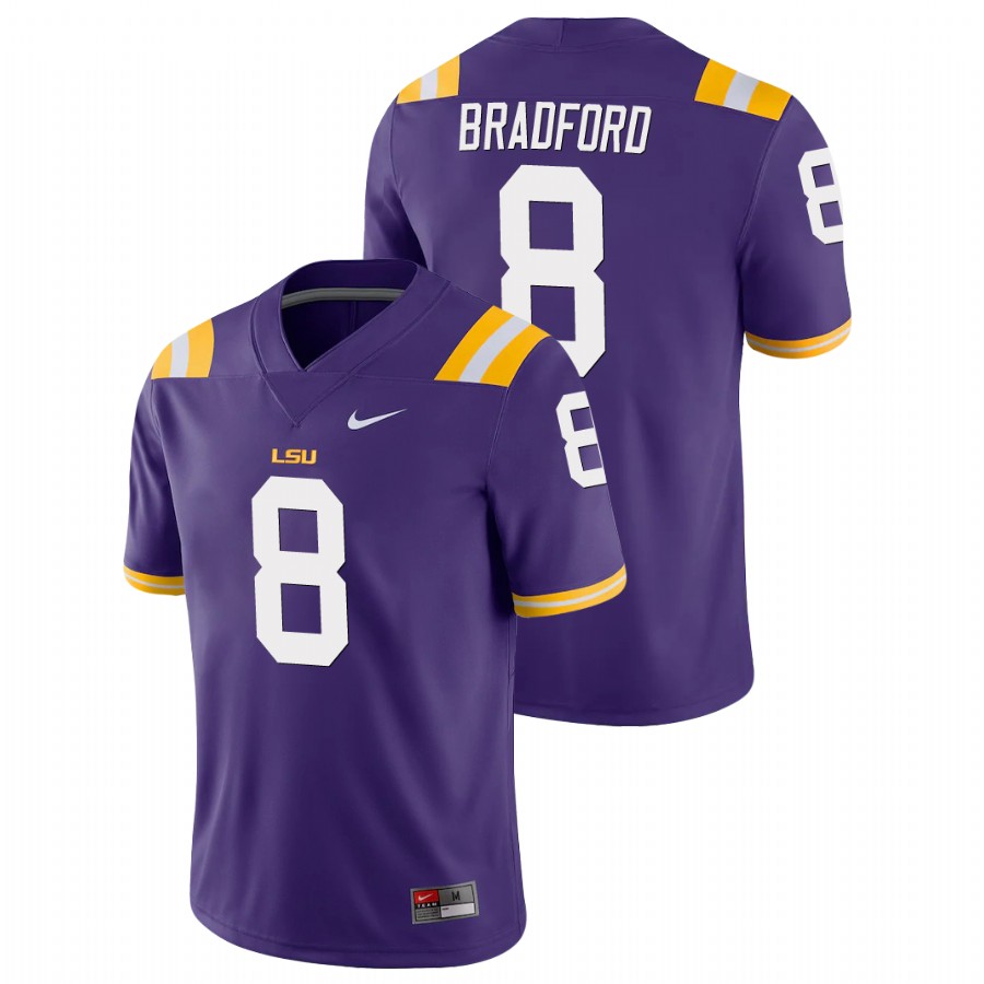 Men's Purple LSU Tigers Tre Bradford Game College Football Jersey