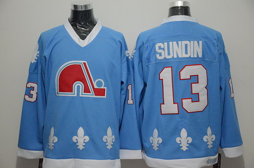 Men's Quebec Nordiques #13 Mats Sundin Light Blue CCM Vintage Throwback Jersey Stitched