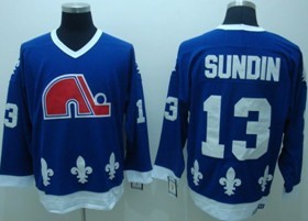 Men's Quebec Nordiques #13 Mats Sundin Navy Blue CCM Vintage Throwback Jersey Stitched