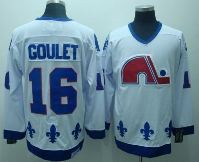 Men's Quebec Nordiques #16 Michel Goulet 1991-92 White CCM Vintage Throwback Jersey Stitched