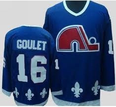 Men's Quebec Nordiques #16 Michel Goulet Navy Blue CCM Vintage Throwback Jersey Stitched