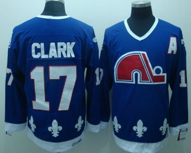 Men's Quebec Nordiques #17 Wendel Clark Navy Blue CCM Vintage Throwback Jersey Stitched