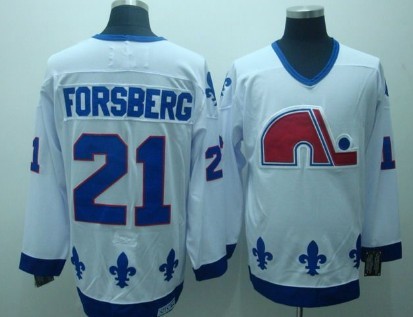 Men's Quebec Nordiques #21 Peter Forsberg 1991-92 White CCM Vintage Throwback Jersey Stitched
