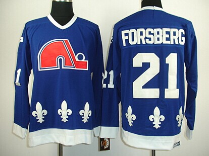 Men's Quebec Nordiques #21 Peter Forsberg Navy Blue CCM Vintage Throwback Jersey Stitched