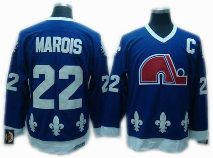 Men's Quebec Nordiques #22 Mario Marois Navy Blue CCM Vintage Throwback Jersey Stitched