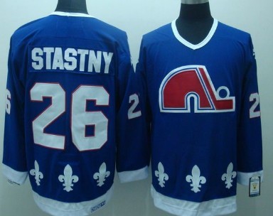 Men's Quebec Nordiques #26 Peter Stastny Navy Blue Throwback Jersey Stitched