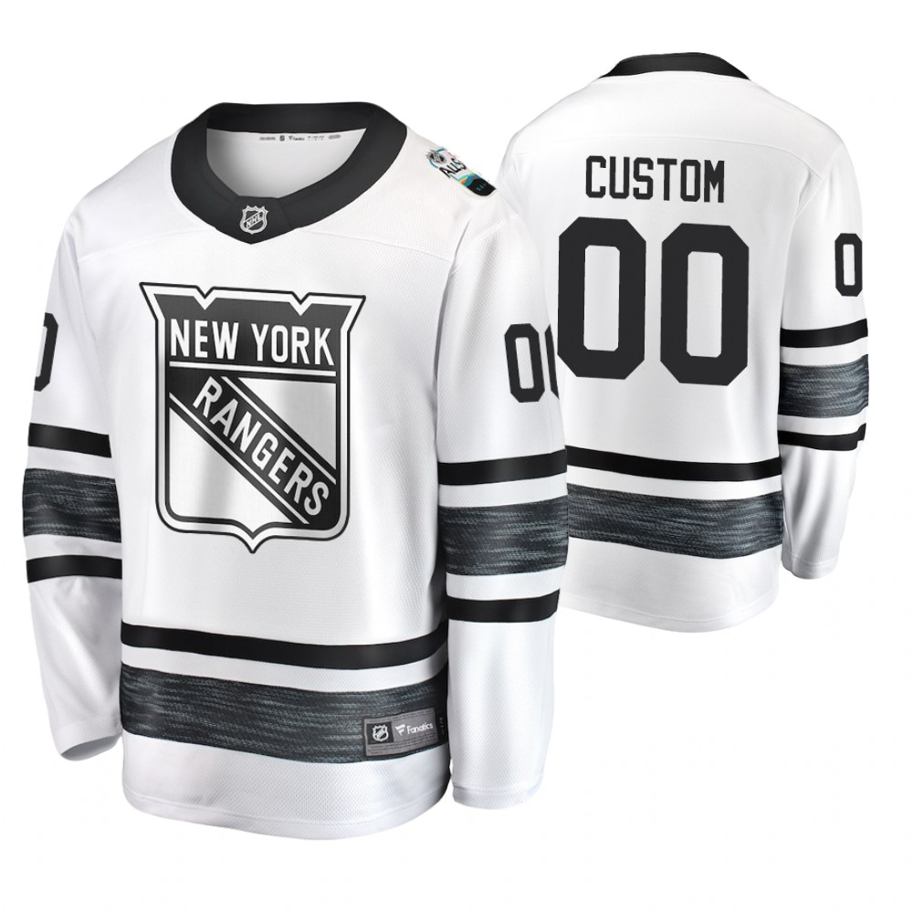 Men's Rangers #00 Custom White 2019 NHL All-Star Jersey