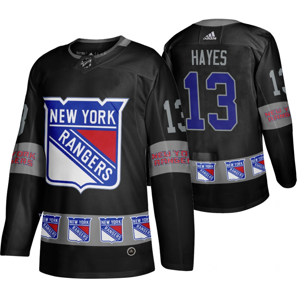 Men's Rangers #13 Kevin Hayes Logo sleeve Breakaway Jersey Black