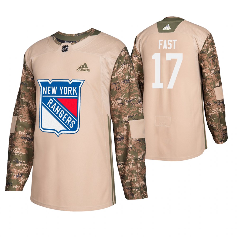 Men's Rangers #17 Jesper Fast Veterans Day Jersey - Camo