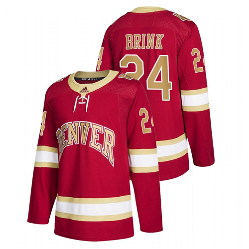 Men's Red Denver Pioneers Bobby Brink College Hockey Road Jersey