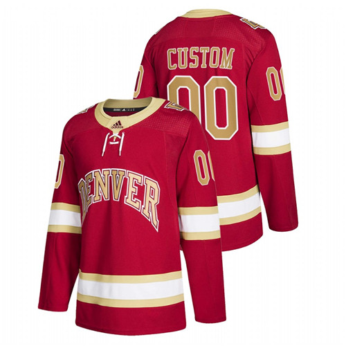Men's Red Denver Pioneers Custom College Hockey Road Jersey