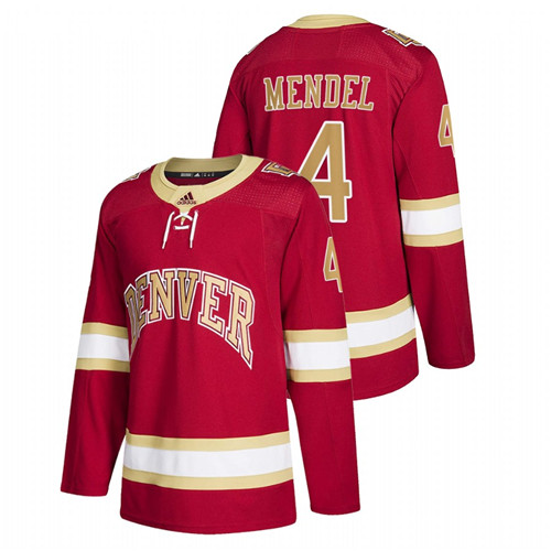 Men's Red Denver Pioneers Griffin Mendel College Hockey Road Jersey