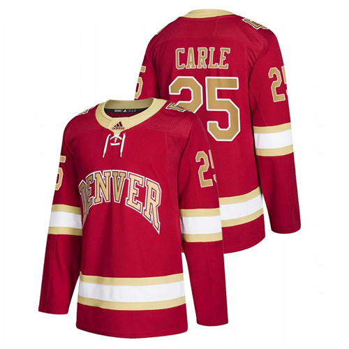 Men's Red Denver Pioneers Matt Carle College Hockey Road Jersey