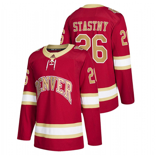 Men's Red Denver Pioneers Paul Stastny College Hockey Road Jersey