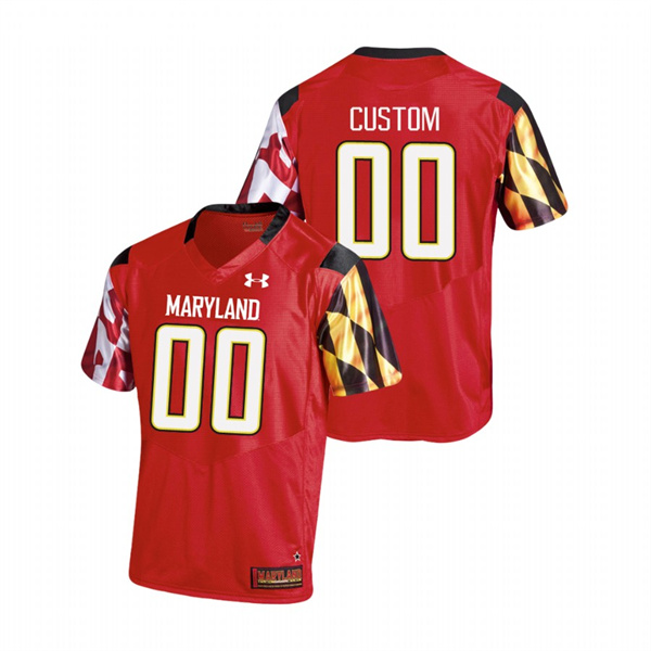 Men's Red Under Armour Custom College Football Maryland Terrapins Replica Jersey Men's Jersey Maryland Terrapins Custom College Football Red Under Armour Jersey