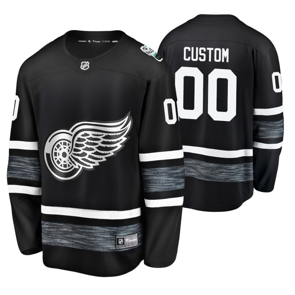 Men's Red Wings #00 Custom Black 2019 NHL All-Star Jersey Stitched