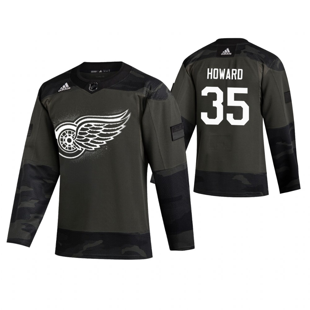 Men's Red Wings #35 Jimmy Howard Authentic 2019 Veterans Day Jersey Camo