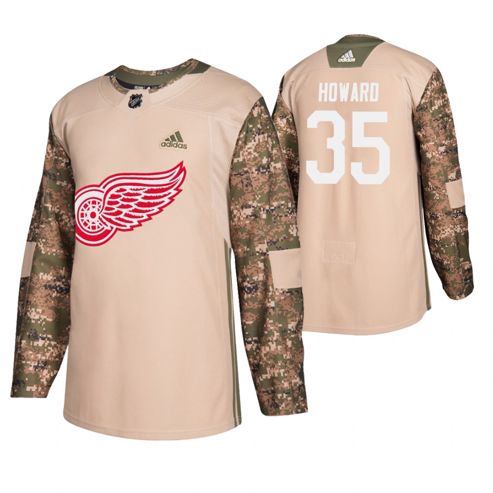 Men's Red Wings #35 Jimmy Howard Veterans Day Jersey - Camo
