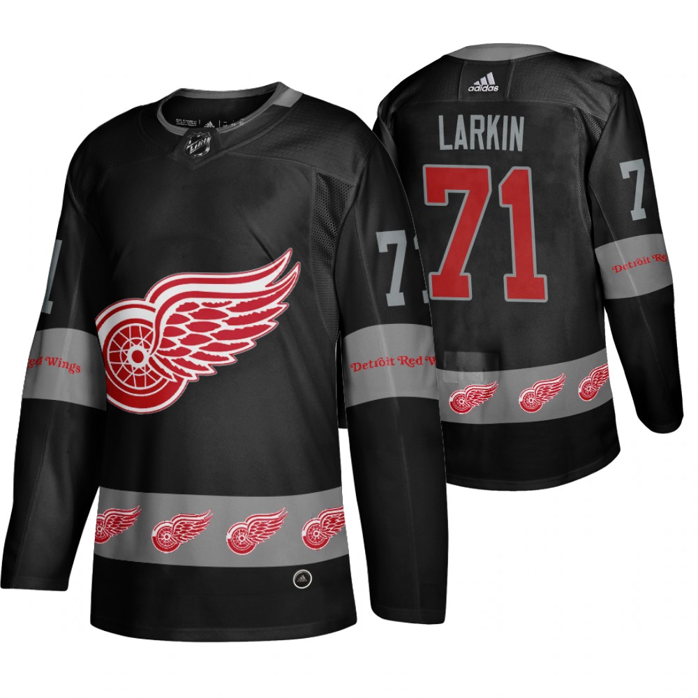 Men's Red Wings #71 Dylan Larkin Logo sleeve Breakaway Jersey Black