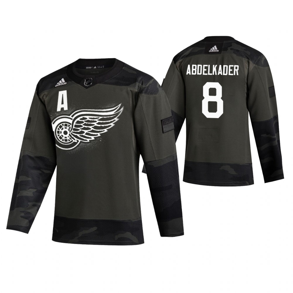 Men's Red Wings #8 Justin Abdelkader Authentic 2019 Veterans Day Jersey Camo