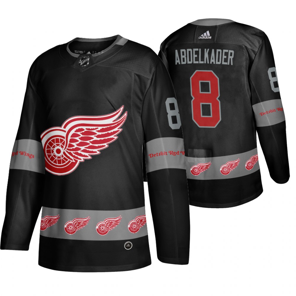 Men's Red Wings #8 Justin Abdelkader Logo sleeve Breakaway Jersey Black