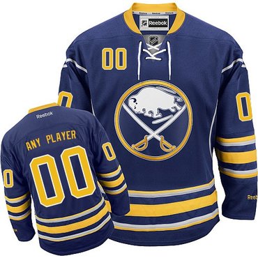 Men's Reebok Buffalo Sabres Customized Authentic Navy Blue Home NHL Jersey