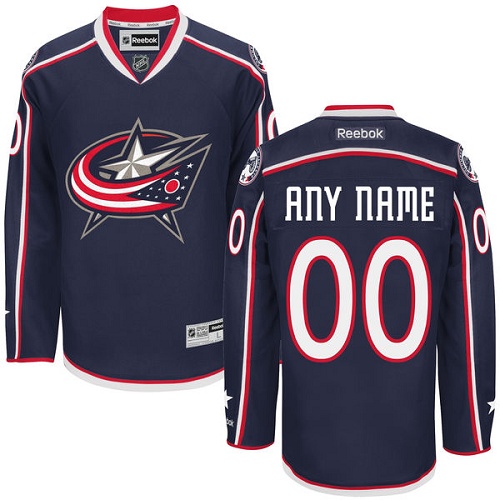 Men's Reebok Columbus Blue Jackets Customized Authentic Navy Blue Home NHL Jersey