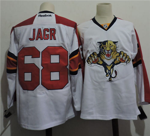 Men's Reebok Florida Panthers #68 Jaromir Jagr Away White Premier Jersey Size S-3XL Stitched