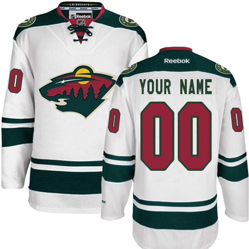 Men's Reebok Minnesota Wild Customized Authentic White Away NHL Jersey