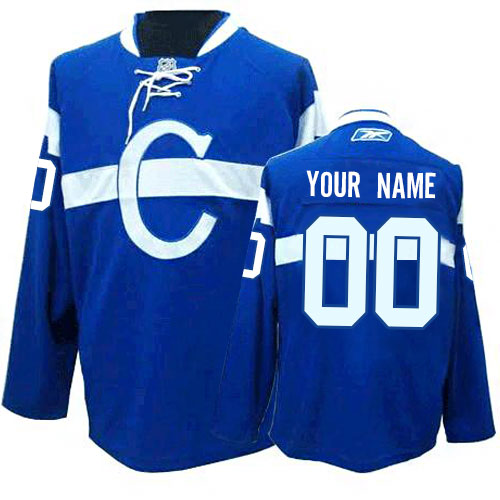 Men's Reebok Montreal Canadiens Customized Authentic Blue Third NHL Jersey