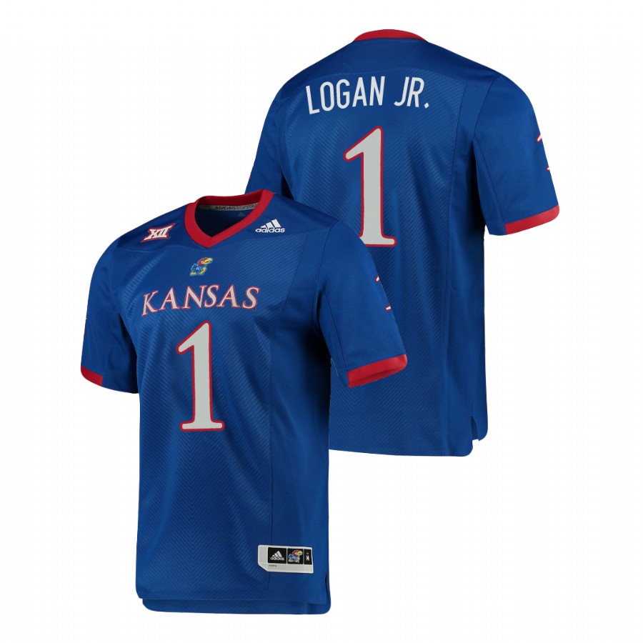 Men's Royal Kansas Jayhawks Kenny Logan Jr. Premier Football Jersey