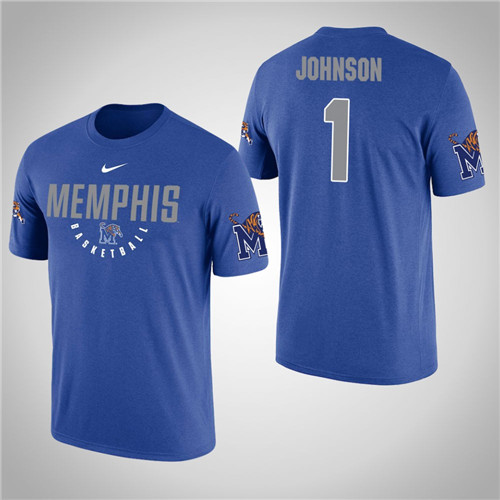 Men's Royal Memphis Tigers #1 Jamal Johnson T-Shirt