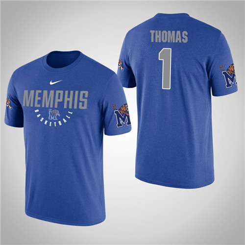 Men's Royal Memphis Tigers #1 Lance Thomas T-Shirt