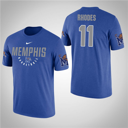 Men's Royal Memphis Tigers #11 Malik Rhodes T-Shirt