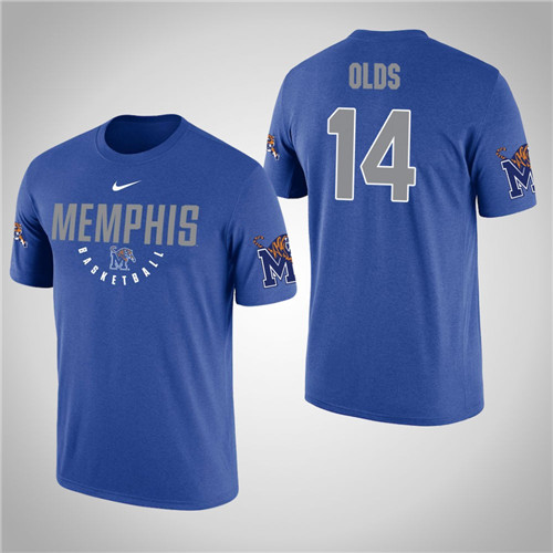 Men's Royal Memphis Tigers #14 Evin Olds T-Shirt