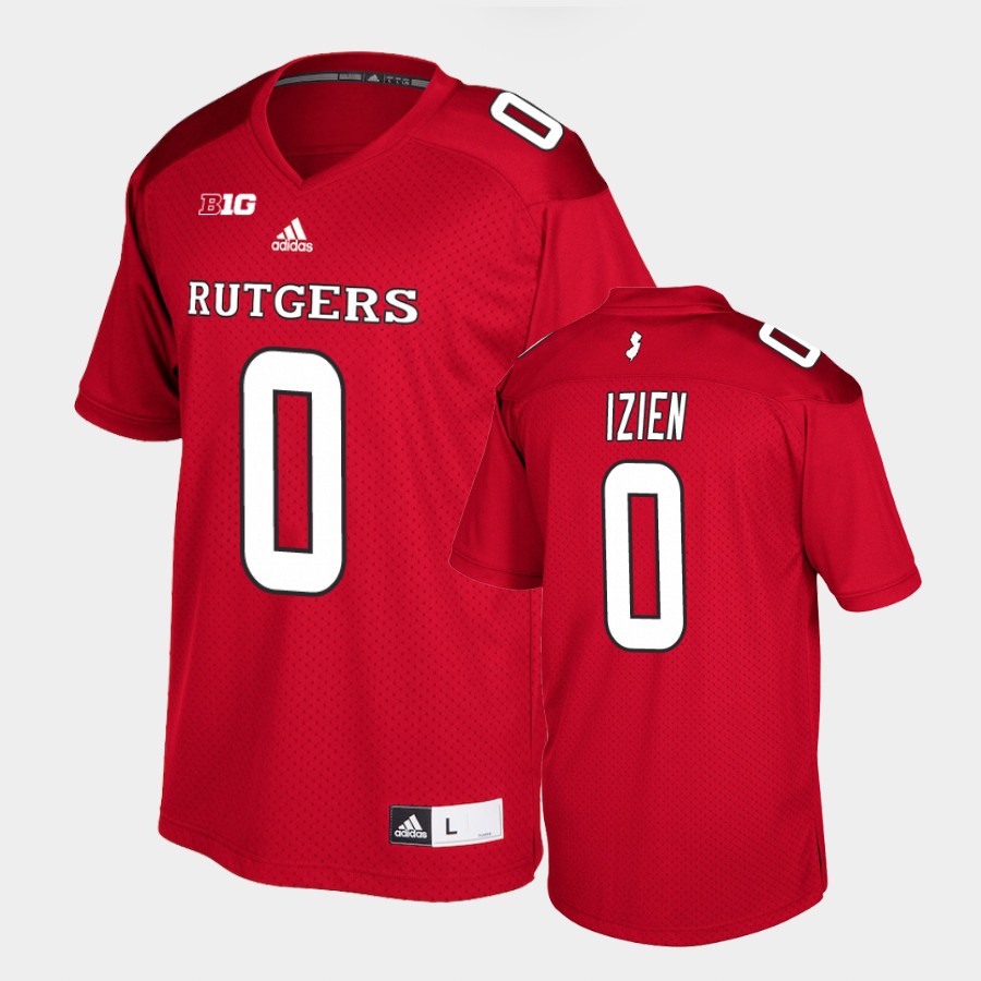 Men's Rutgers Scarlet Knights #0 Christian Izien Scarlet Adidas College Football Jersey