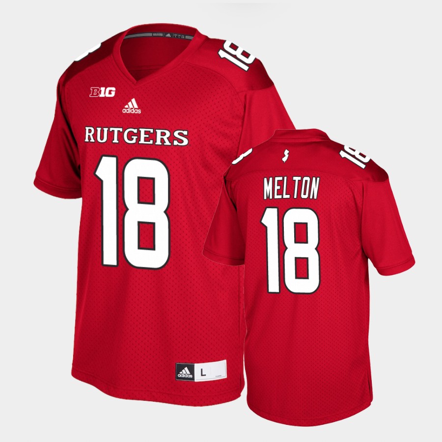 Men's Rutgers Scarlet Knights #18 Bo Melton Scarlet Adidas College Football Jersey